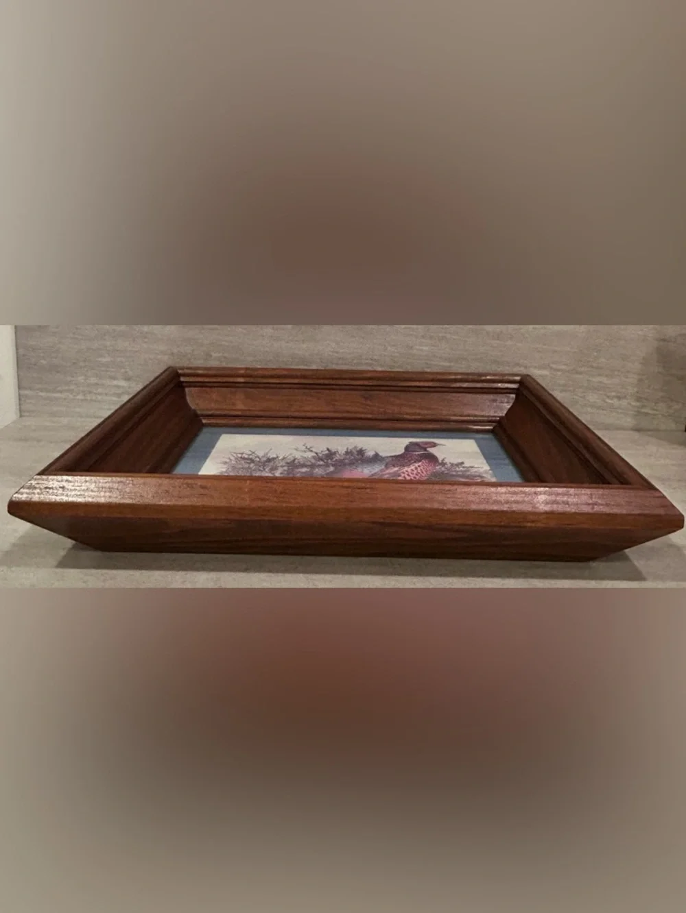 Vintage Pheasant Print Homco Home Interiors Picture in Distressed Wood Frame